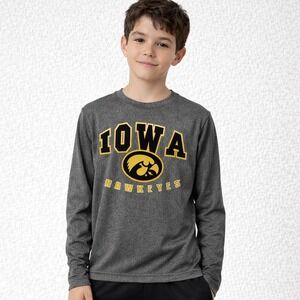 Iowa Hawkeyes Youth 10-12 Long Sleeve Shirt Gray NCAA Football Tee